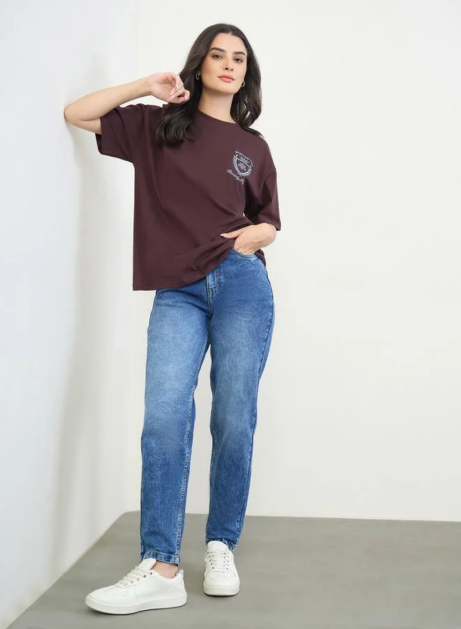 ستايلي Blue Mom Fit High Rise Jeans