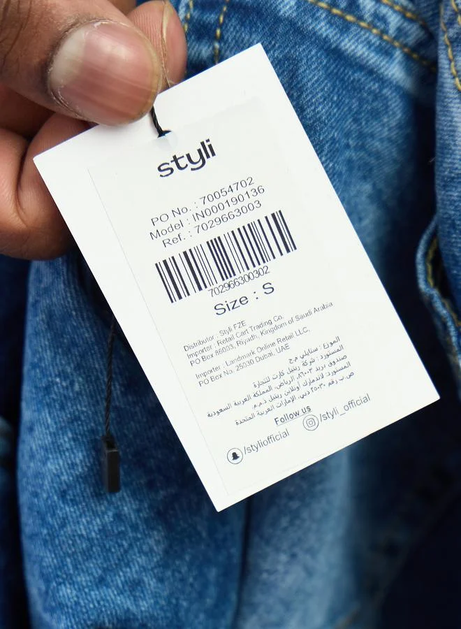 Styli Medium Blue Blue Mom Fit High Rise Jeans for Women | Best Price UAE