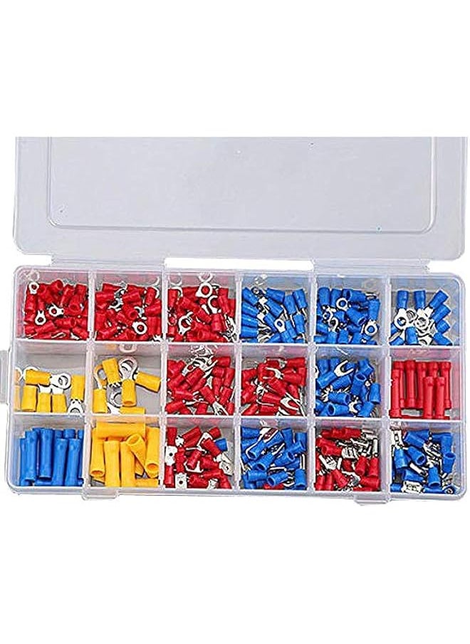 PROMASS Insulated Electrical Wire Terminals Crimp Connectors Spade Set (Red Yellow Blue, 300 Pieces Assorted)  - Image 1