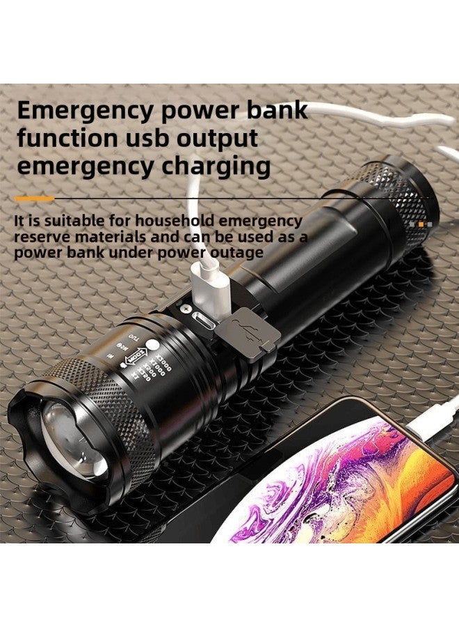 Super Light Rechargeable Flashlight Outdoor Patrol Spotlight Zoom Aurora Cannon Large Floodlight Laser Cannon-Product Specifications:Electronic Display + Zoom 1200 + Output + P50 - Image 5