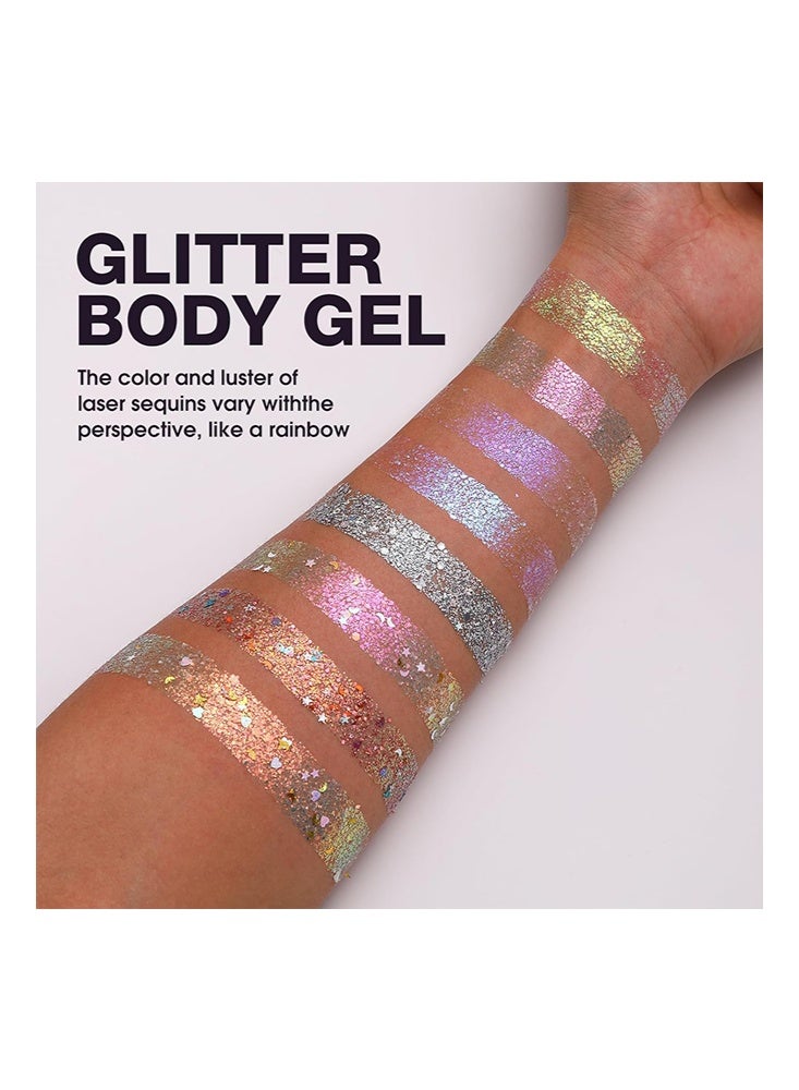 LANGMANNI Glitter-8 Colors Face & Body Glitter Palette - Holographic Changing Sparkling Mermaid Sequins for Women Girls, Music Festival Party Rave Makeup - Image 3