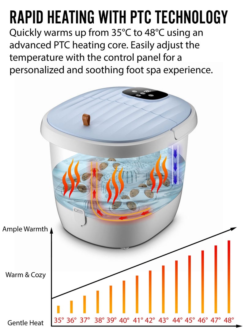 R.VIHAN Foldable Electric Shiatsu Foot Spa Massager with LED Display Intelligent Temperature Control Timer Herbal Soak Motorized Rollers and Vibration Foot Bath Basin Portable Soaking Basin Bucket Foot Wash Basin for Pain Relief Blood Circulation and Foot Care Home and Spa Usage - Image 4