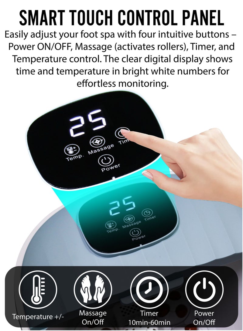 R.VIHAN Foldable Electric Shiatsu Foot Spa Massager with LED Display Intelligent Temperature Control Timer Herbal Soak Motorized Rollers and Vibration Foot Bath Basin Portable Soaking Basin Bucket Foot Wash Basin for Pain Relief Blood Circulation and Foot Care Home and Spa Usage - Image 5