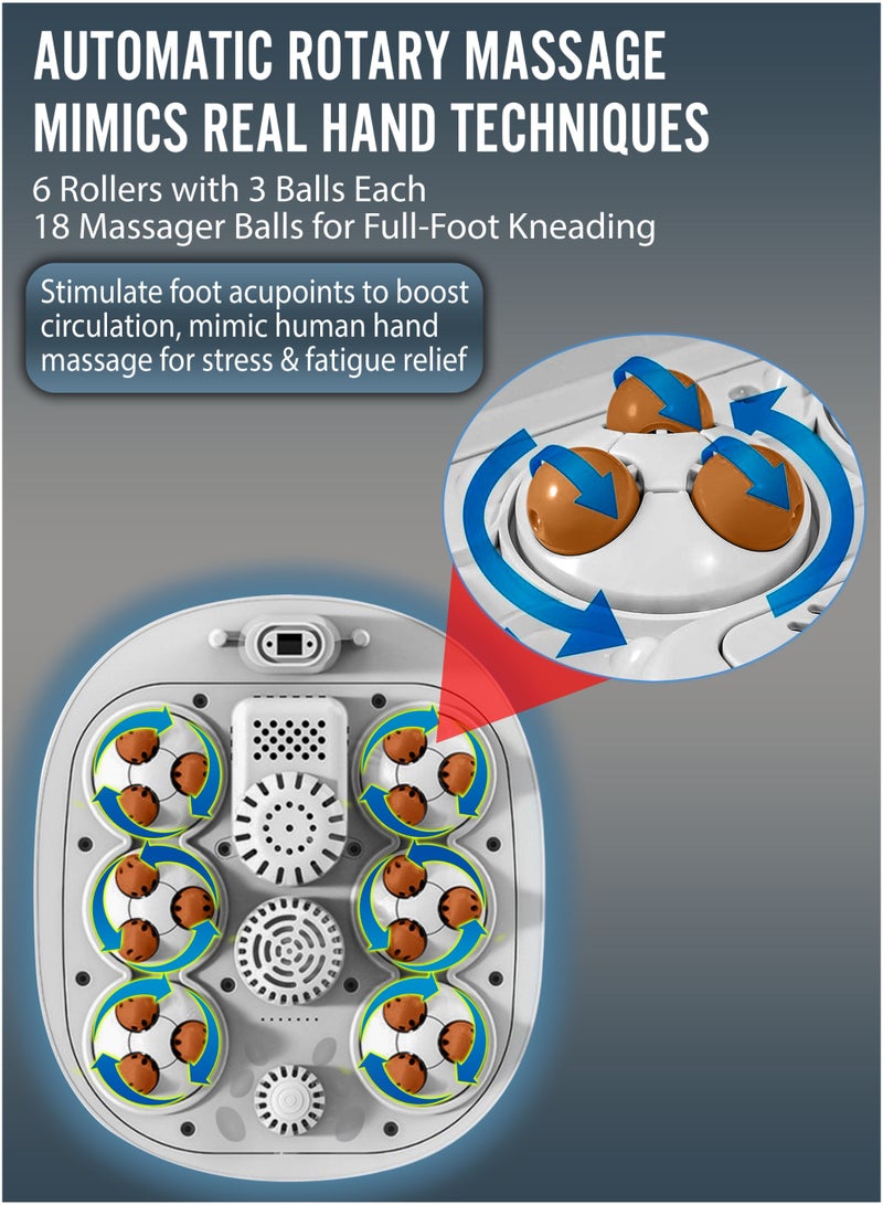 R.VIHAN Foldable Electric Shiatsu Foot Spa Massager with LED Display Intelligent Temperature Control Timer Herbal Soak Motorized Rollers and Vibration Foot Bath Basin Portable Soaking Basin Bucket Foot Wash Basin for Pain Relief Blood Circulation and Foot Care Home and Spa Usage - Image 3