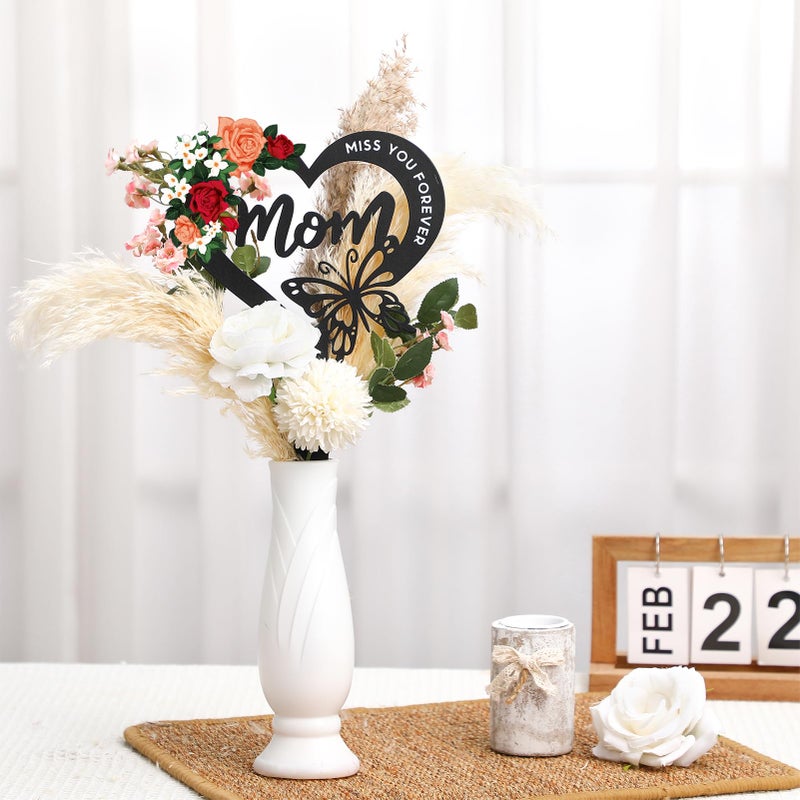 Hoemwarm Memorial Grave Markers for Mom,Heart Grave Decorations for Cemetery,Butterfly Cemetery Cardinals Metal Grave Stake Decoration Garden Stakes for Mom - Image 5
