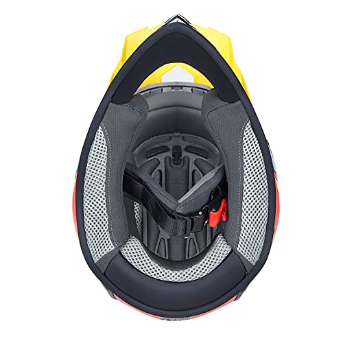 GLX GX623 Youth ATV/Dirt Bike Helmet Combo - Retro Red, Large - DOT - Image 4