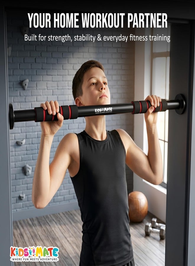 Kidsmate Height Increase Pull Up Bar for Kids | Hanging Rod for Kids & Adults | 100 Kg Capacity | Stretching Bar for Growth, Posture & Exercise | No Drill Installation with Safety Lock - Black - Image 3