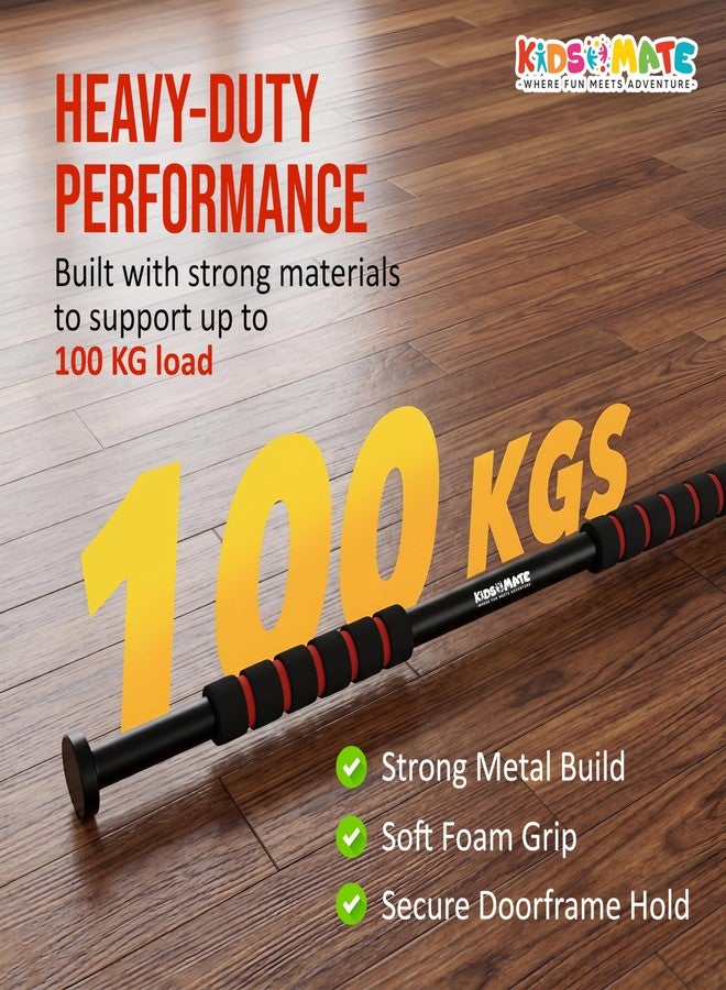 Kidsmate Height Increase Pull Up Bar for Kids | Hanging Rod for Kids & Adults | 100 Kg Capacity | Stretching Bar for Growth, Posture & Exercise | No Drill Installation with Safety Lock - Black - Image 5
