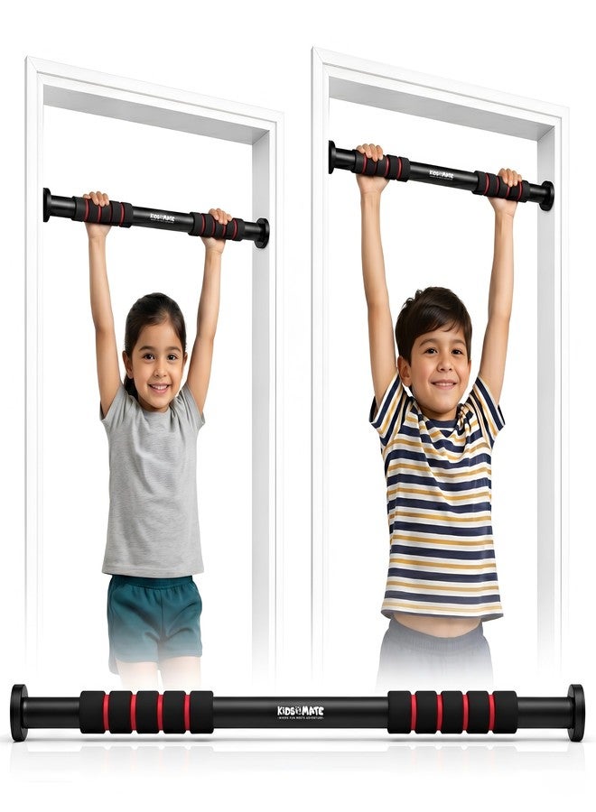 Kidsmate Height Increase Pull Up Bar for Kids | Hanging Rod for Kids & Adults | 100 Kg Capacity | Stretching Bar for Growth, Posture & Exercise | No Drill Installation with Safety Lock - Black - Image 1
