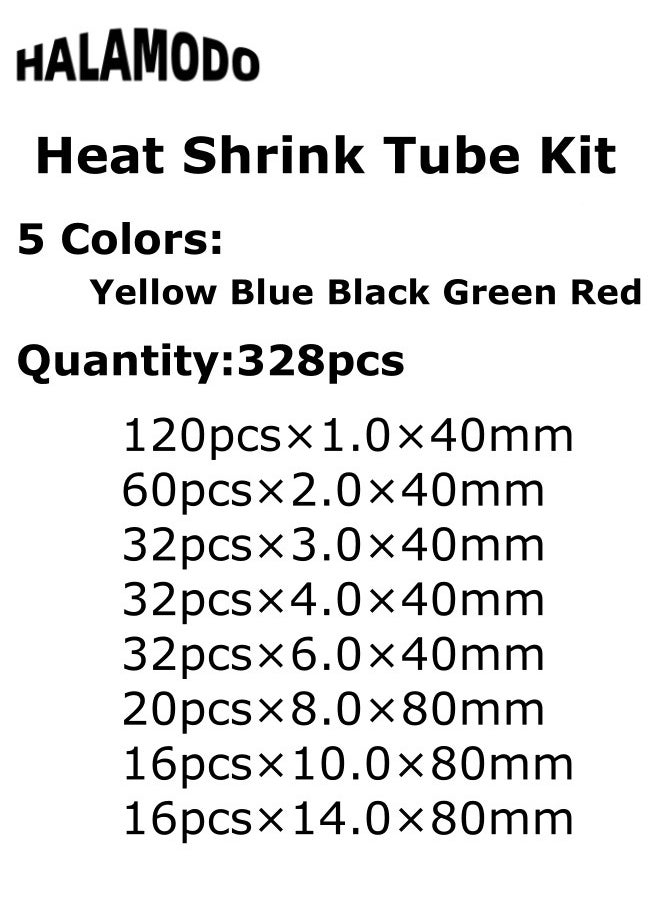 HALAMODO - 328pcs Heat Shrink Tube Kit 2:1 Ratio Adhesive Lined Marine Grade Shrink Wrap Industrial Heat Shrink Tubing Assorted Sleeving Tube Wrap Cable Wire Kit - Image 1