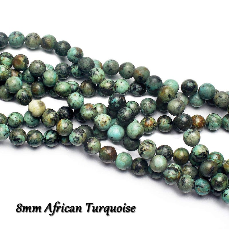 BONNY BOXX 70PCS Natural 8MM Healing Gemstone, African Turquoise Energy Stone Round Loose Beads, Semi-Precious Crystal Beads with Free Elastic String for Jewelry Making DIY - Image 5