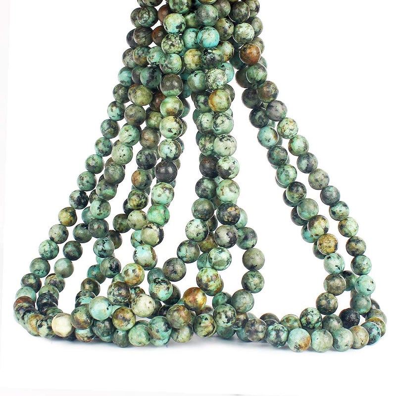 BONNY BOXX 70PCS Natural 8MM Healing Gemstone, African Turquoise Energy Stone Round Loose Beads, Semi-Precious Crystal Beads with Free Elastic String for Jewelry Making DIY - Image 3