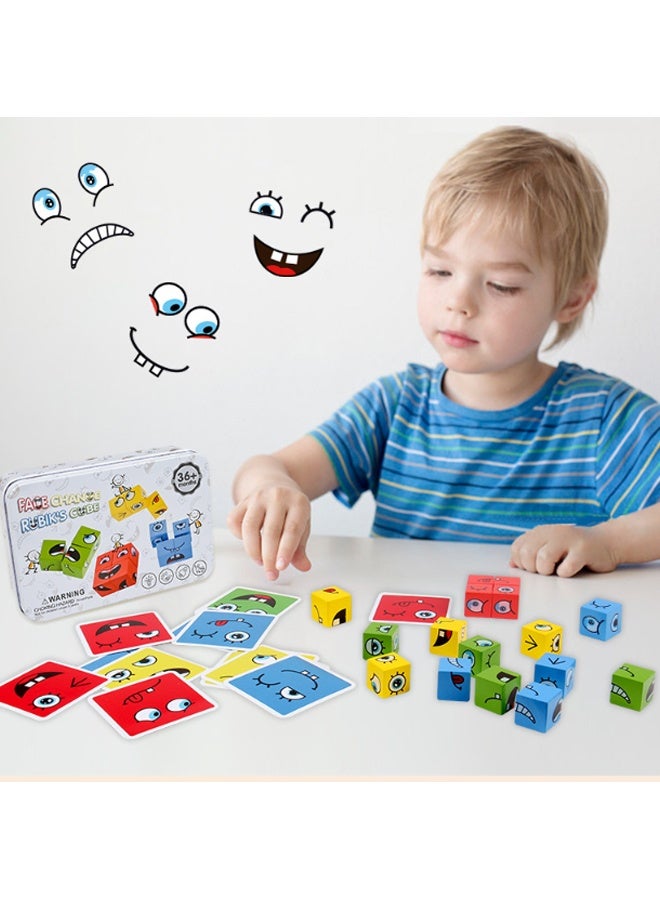 إيهوم ألعاب خشبية تعبيرية ألغاز مكعبات مطابقة مكعبات بناء ألعاب لوحية ألعاب مونتيسوري تعليمية للأطفال من سن 3 سنوات فما فوق - Image 3