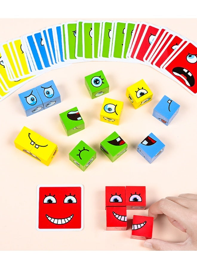 إيهوم ألعاب خشبية تعبيرية ألغاز مكعبات مطابقة مكعبات بناء ألعاب لوحية ألعاب مونتيسوري تعليمية للأطفال من سن 3 سنوات فما فوق - Image 4