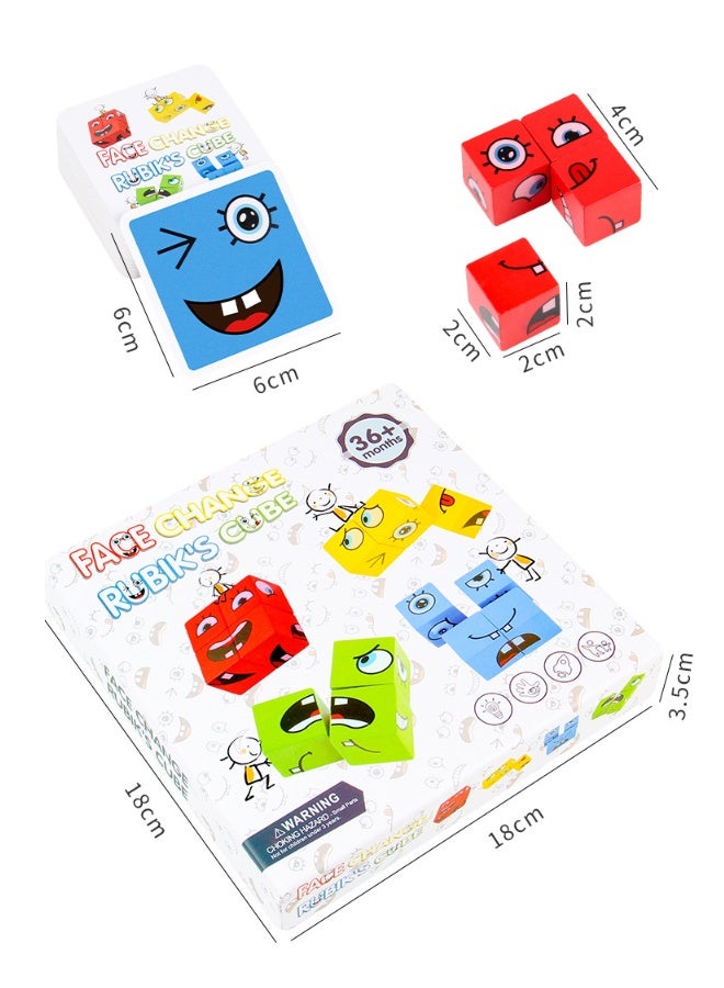 إيهوم ألعاب خشبية تعبيرية ألغاز مكعبات مطابقة مكعبات بناء ألعاب لوحية ألعاب مونتيسوري تعليمية للأطفال من سن 3 سنوات فما فوق - Image 5