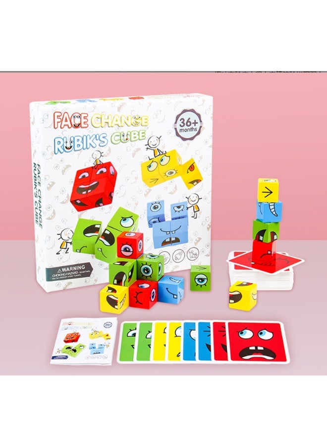 إيهوم ألعاب خشبية تعبيرية ألغاز مكعبات مطابقة مكعبات بناء ألعاب لوحية ألعاب مونتيسوري تعليمية للأطفال من سن 3 سنوات فما فوق - Image 2