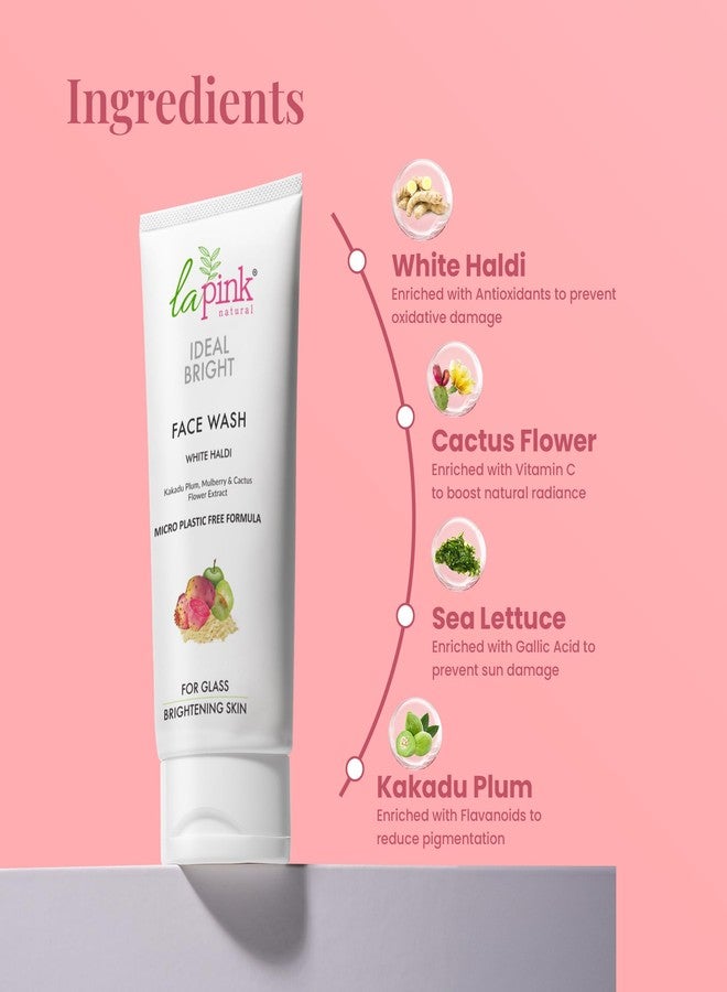 La Pink Ideal Bright Face Wash | Boosts Radiance & Improves Texture | Reduces Pigmentation & Dark Spots | Hydrating, & Soap-Free | With Kakadu Plum, Mulberry & Cactus Flower | 100% Microplastic-Free | All Skin Types | 100ml - Image 2