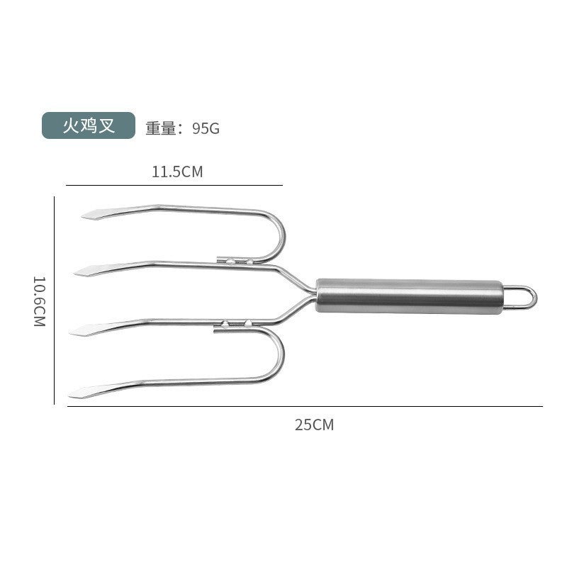 stainless steel roast chicken fork roast lamb leg stick turkey fork stainless steel bold roast chicken fork barbecue fork - Image 4