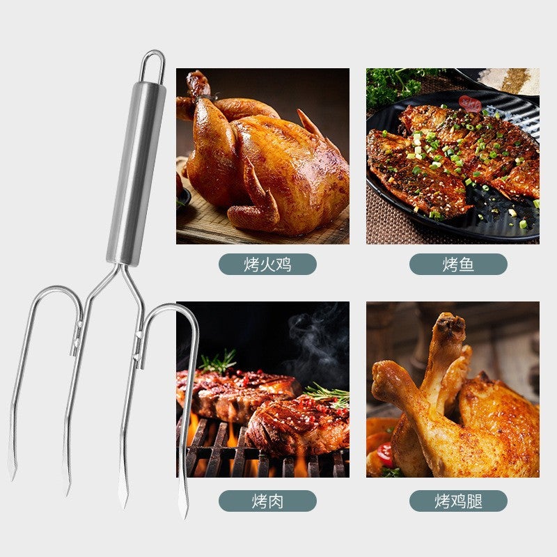 stainless steel roast chicken fork roast lamb leg stick turkey fork stainless steel bold roast chicken fork barbecue fork - Image 5