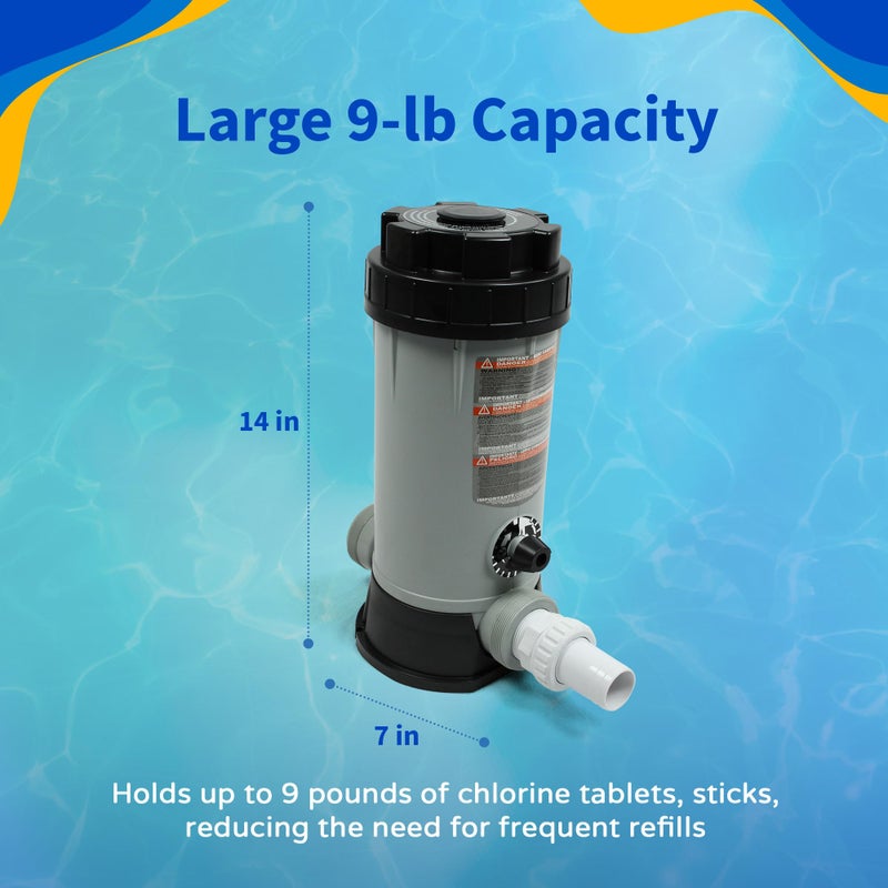 Blue Wave NA3424 In-line Automatic Chlorine Feeder for Above Ground Pools, 9-Pound,Gray,Black - Image 3