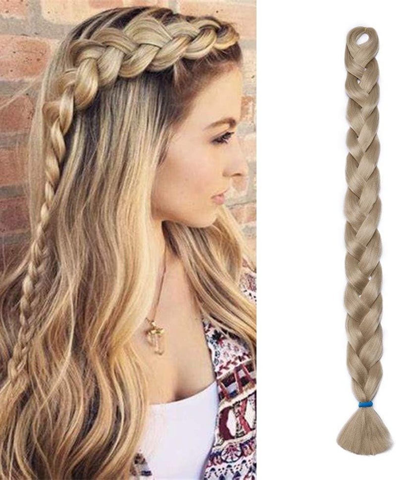 إضافات شعر كروشيه كروشيه تويست أش بلوند قطعة واحدة إضافات شعر ضفيرة صناعية أومبري 41 بوصة ضفيرة شعر مقاومة للحرارة 165 جرام