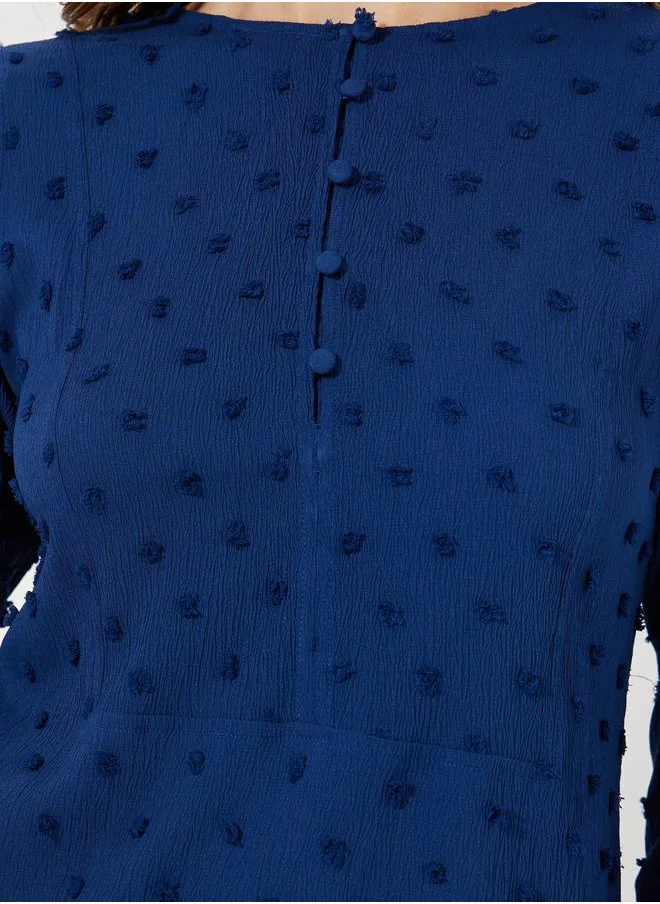 Styli Dobby Jalabiya with Button Detail