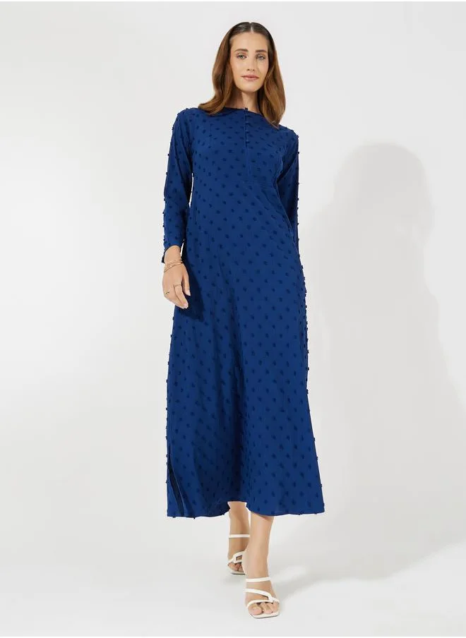 Styli Dobby Jalabiya with Button Detail