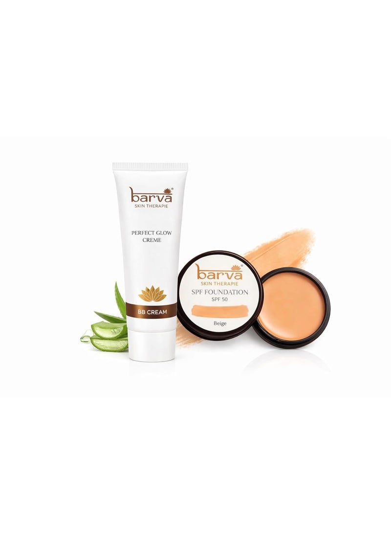 Barva Perfect Glow Creme Long Lasting (10 ml) Lightweight BB Cream & Foundation Beige- Combo Pack - Image 1