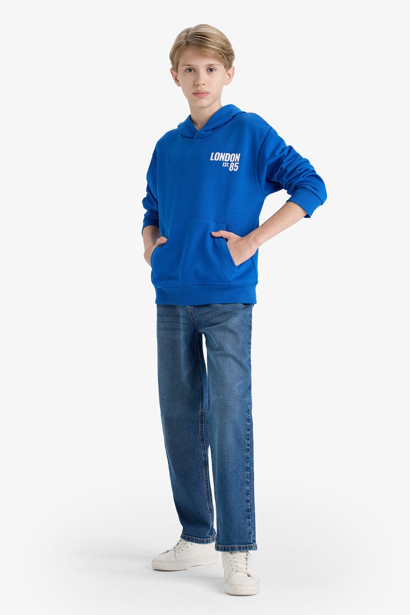 ديفاكتو سويت شيرت اولادي بيزك قصة عادية ببطانة ناعمة - Image 1