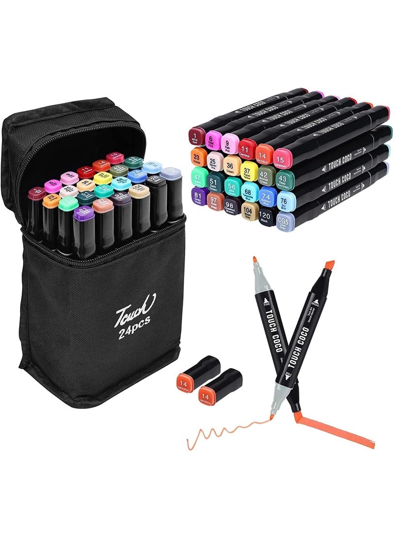 24-Color Art Marker Set – Rich Colors and a Professional Touch for Every Painting 🎨✨ Perfect for drawing and coloring for creative enthusiasts, hobbyists, and professionals - Image 1