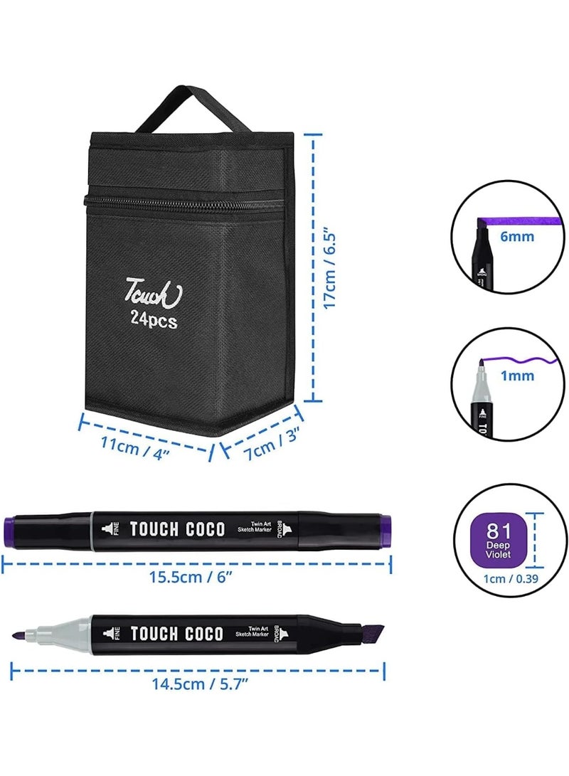 24-Color Art Marker Set – Rich Colors and a Professional Touch for Every Painting 🎨✨ Perfect for drawing and coloring for creative enthusiasts, hobbyists, and professionals - Image 3