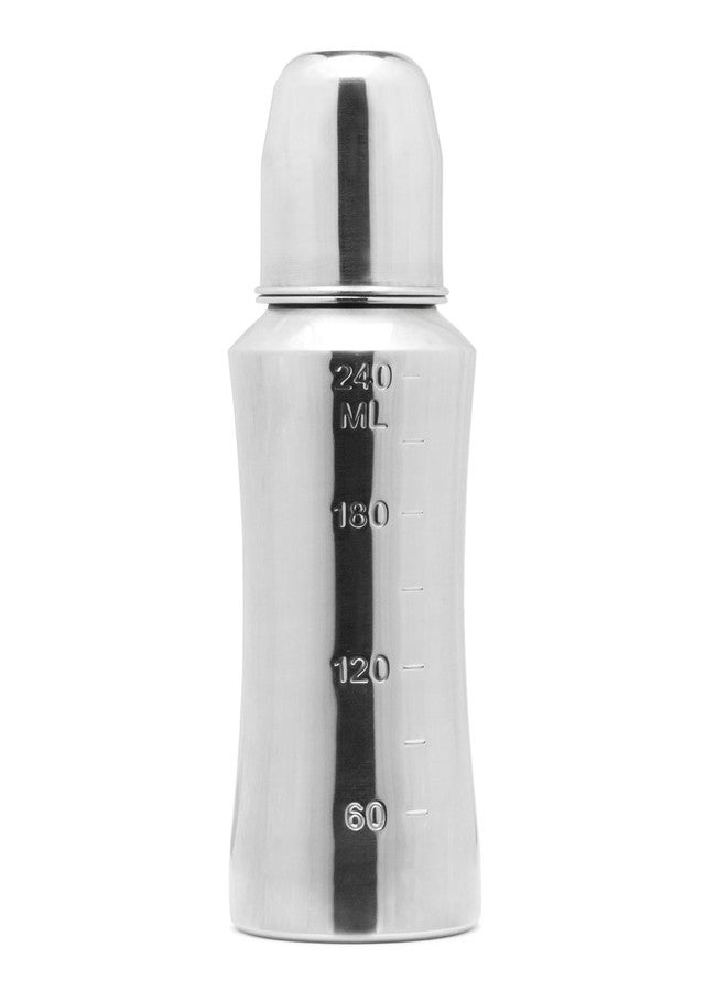 VOIK 240ml Stainless Steel Baby Feeding Bottle | BPA-Free, Anti-Colic, Plastic-Free | Regular Neck | Safe for Newborns | Durable, Leak-Proof & Easy to Clean | Silver - Image 2