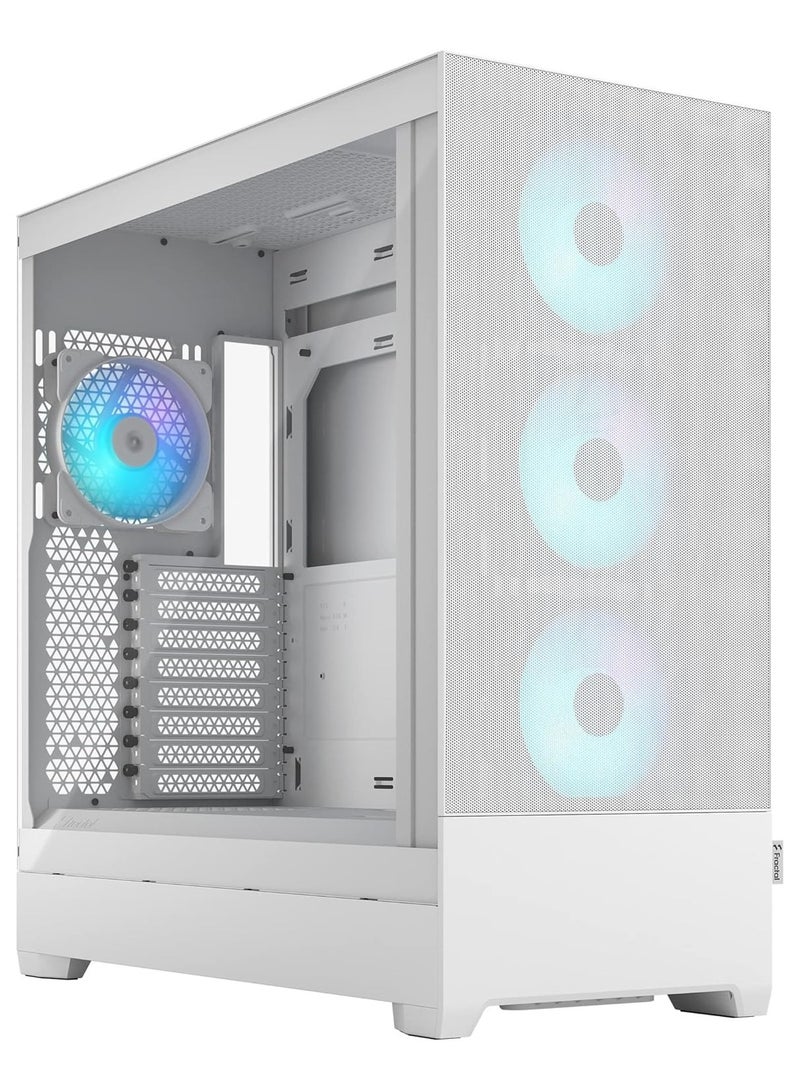 Fractal Design Pop XL Air RGB White Tempered Glass Clear Full Tower Case, 4x 120mm RGB Fans, Front Mesh Airflow, 360mm Radiator Support, 455mm GPU Clearance, 185mm CPU Cooler Height, 205mm PSU, 2x USB 3.0, 2x 5.25" Bays, Cable Management, High Airflow | FD-C-POR1X-01 - Image 1