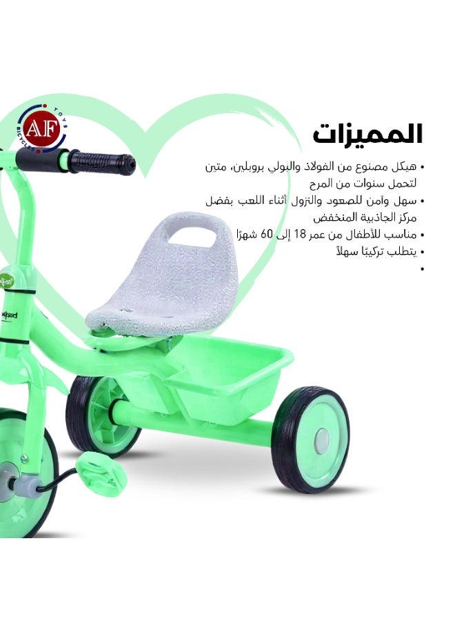 AF BABY United Kids Tricycle with Adjustable Seat & Safety Handle – Sturdy 3-Wheel Ride-On Bike for Toddlers – Indoor/Outdoor Trike for Boys & Girls (Ages 2–5)  - Image 3