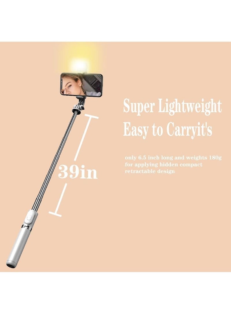 40" Selfie Stick with LED Fill Light Phone Tripod Extendable Cell Phone Tripod Stand with Wireless Remote Compatible with iPhone Android Phone Best Gift  - Image 3