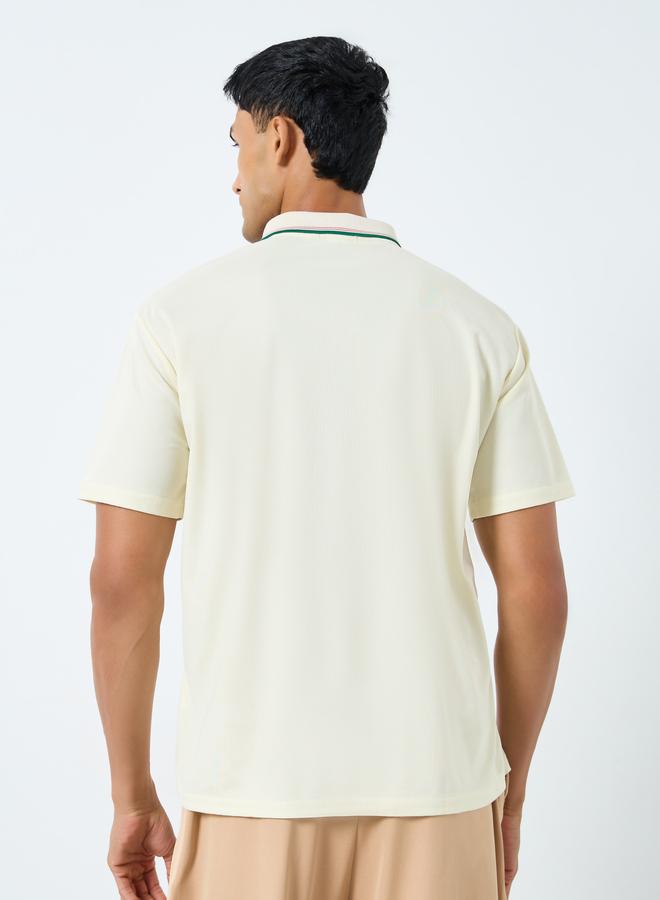 Styli Men Cream Embroidered Polo T-Shirt - Image 4