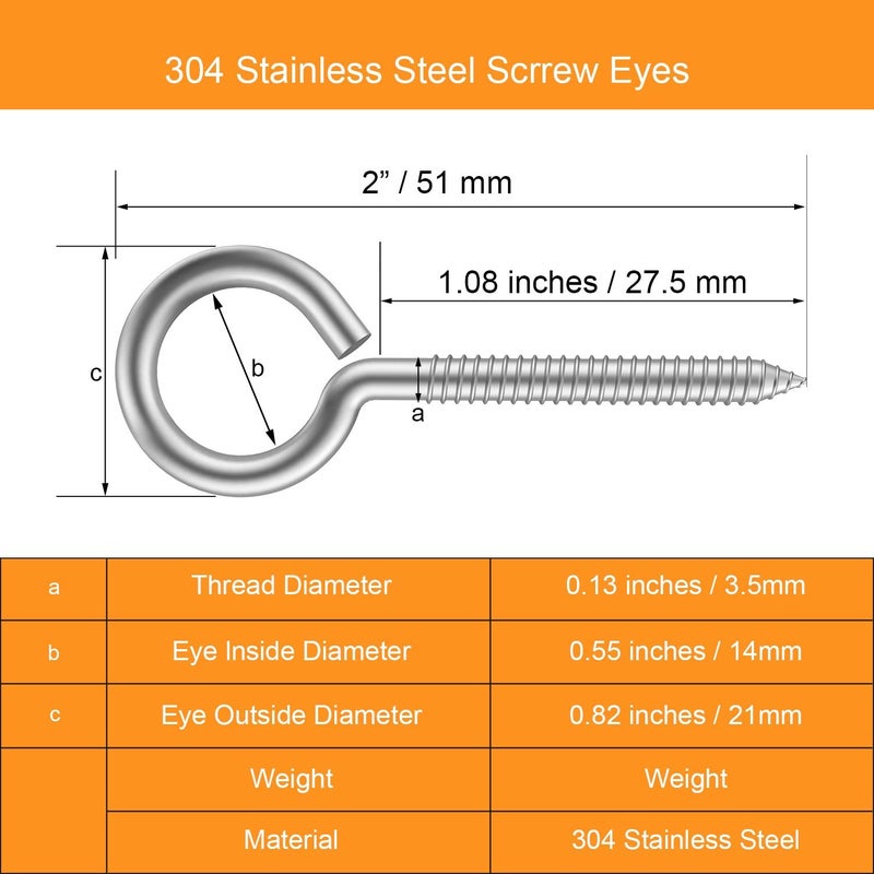 VICTAC Premium 304 Stainless Steel Close Ring screw in hook eye hook Circle Round Eye self Tapping Screw self Tapping Screw Ring Hand Tightening ScrewLights Hanger Hooks Outdoor  - Image 5
