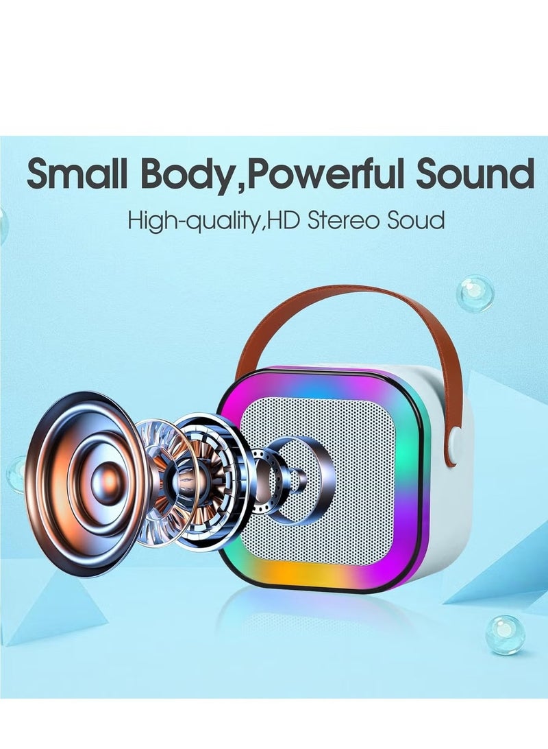YD Karaoke Machine for Kids, Mini Portable Bluetooth Karaoke Speaker with 2 Wireless Mics and led Colorful Lights for Kids Adults, Gifts Toys for Girls Boys Family Home Party blue color - Image 5