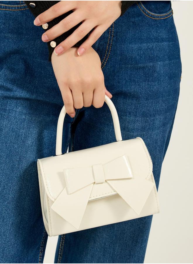 Styli Ribbon Accent Handbag with Top Handle  - Image 4