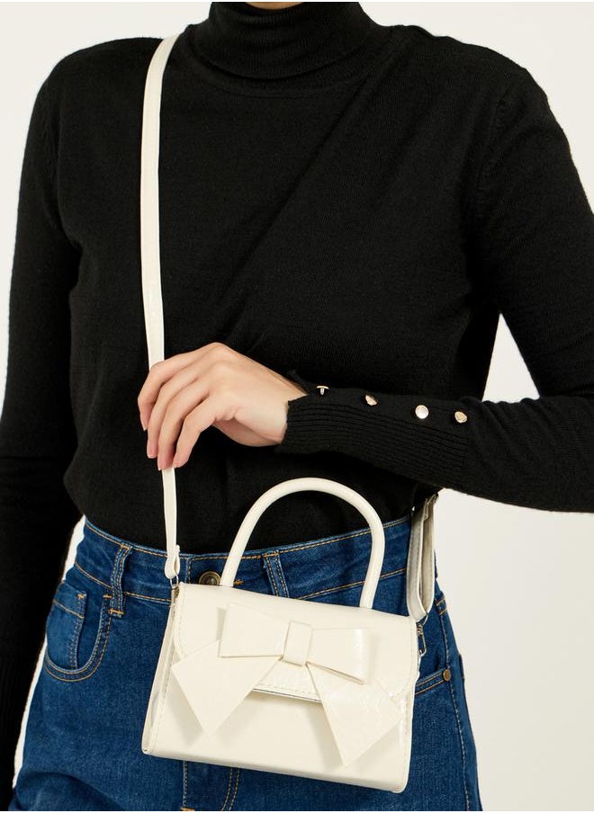 Styli Ribbon Accent Handbag with Top Handle  - Image 3