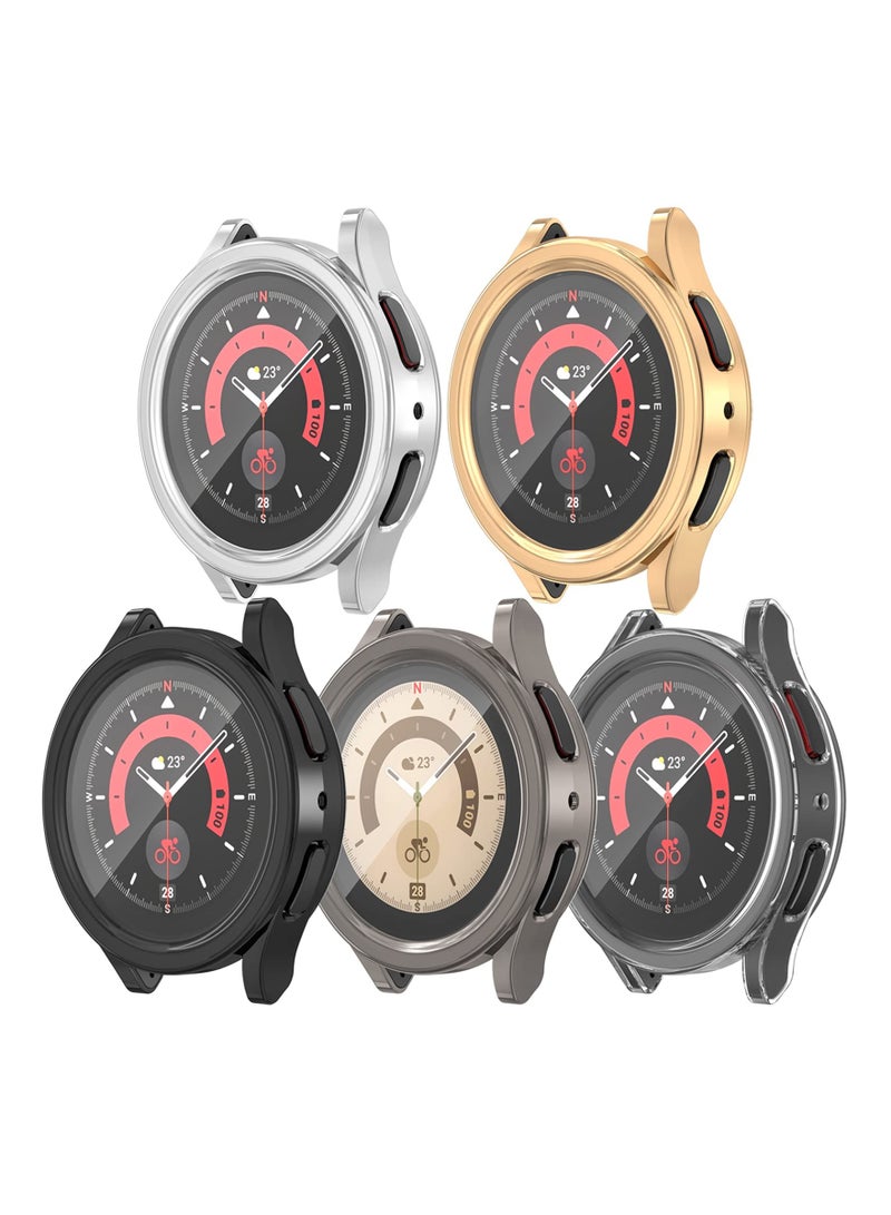 SYOSI Watch Case, Compatible with Samsung Galaxy Watch 5 Pro Screen Protector Case, Fit for Galaxy Watch 5 Pro Accessories, Soft TPU Bumper Full Protection Cover Built-in HD Screen Film  (5 Pack, 45mm) - Image 1