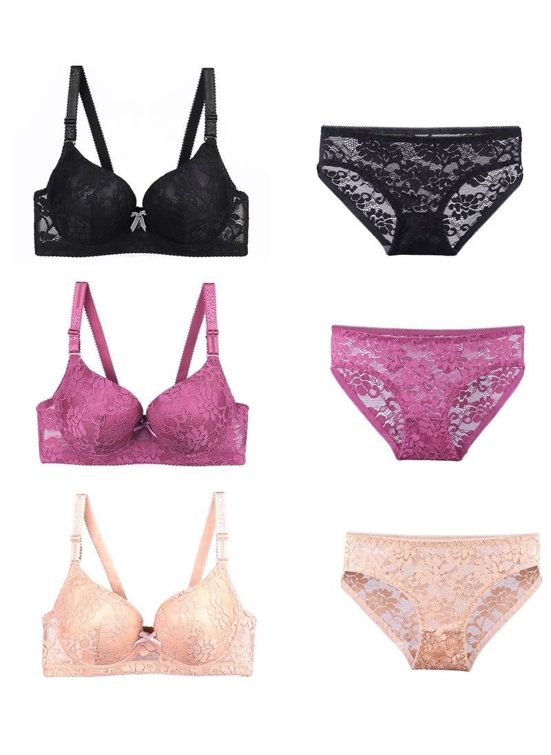 Generic - Lace Thin Women's Bra and Panties 6-piece Set - Image 1