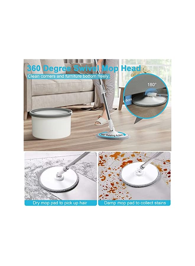 Gluckluz Spin Mop and Bucket Set 360° Flat Mop with Self Separation Dirty/Clean Water System & 2Pcs Microfiber Pad & Extended Handle for All Types of Floor Cleaning - Image 4
