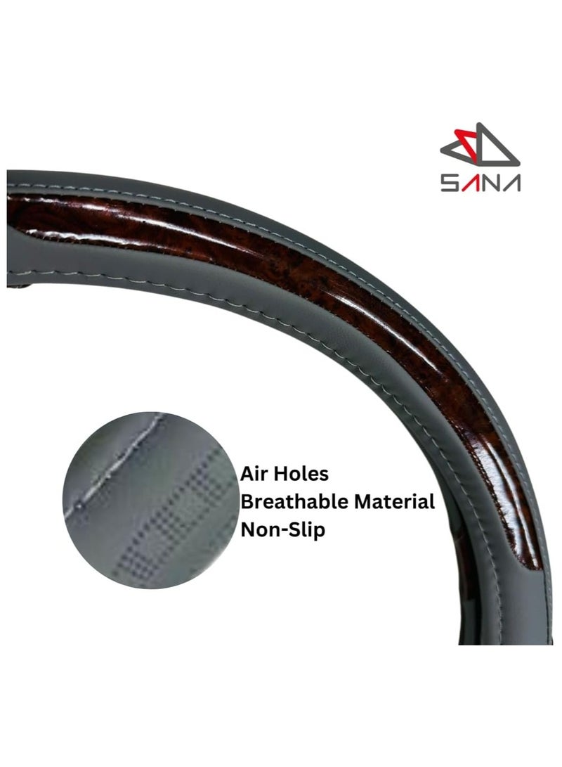 Universal Fit Car Steering Wheel cover Anti-Slip & Odour-free Leather Steering Wheel Protector, Car Interior Protection Accessories for Men Women - Image 2