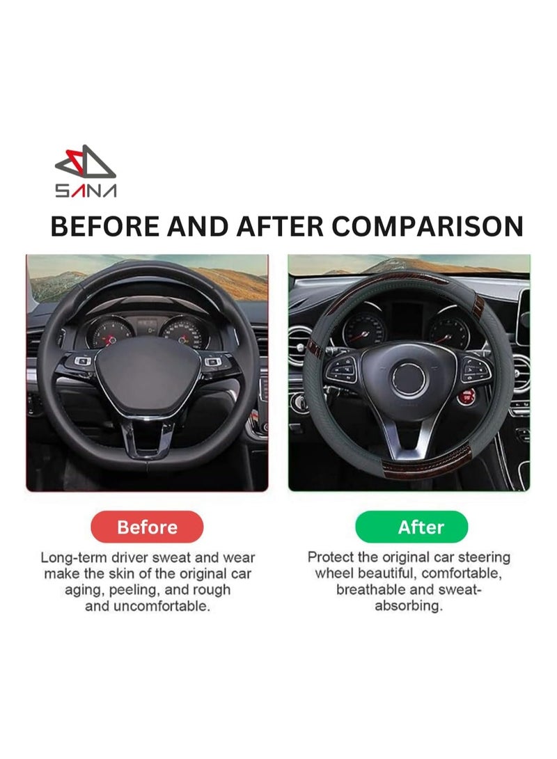 Universal Fit Car Steering Wheel cover Anti-Slip & Odour-free Leather Steering Wheel Protector, Car Interior Protection Accessories for Men Women - Image 3
