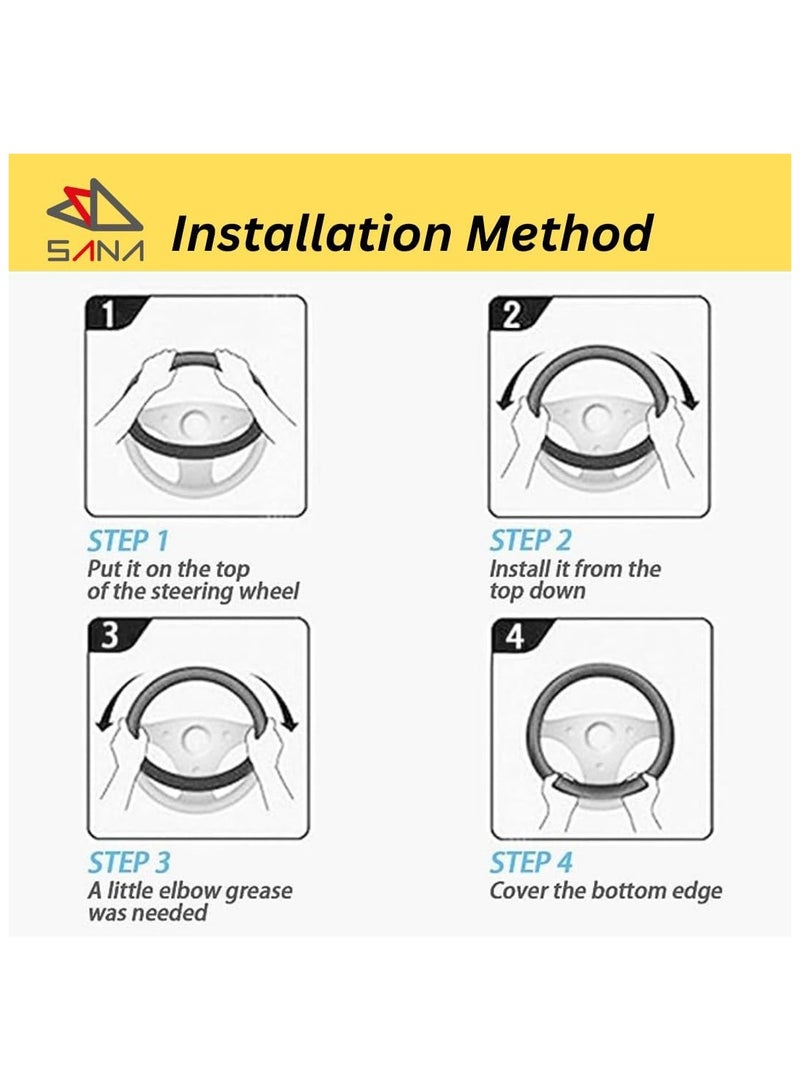 Universal Fit Car Steering Wheel cover Anti-Slip & Odour-free Leather Steering Wheel Protector, Car Interior Protection Accessories for Men Women - Image 4