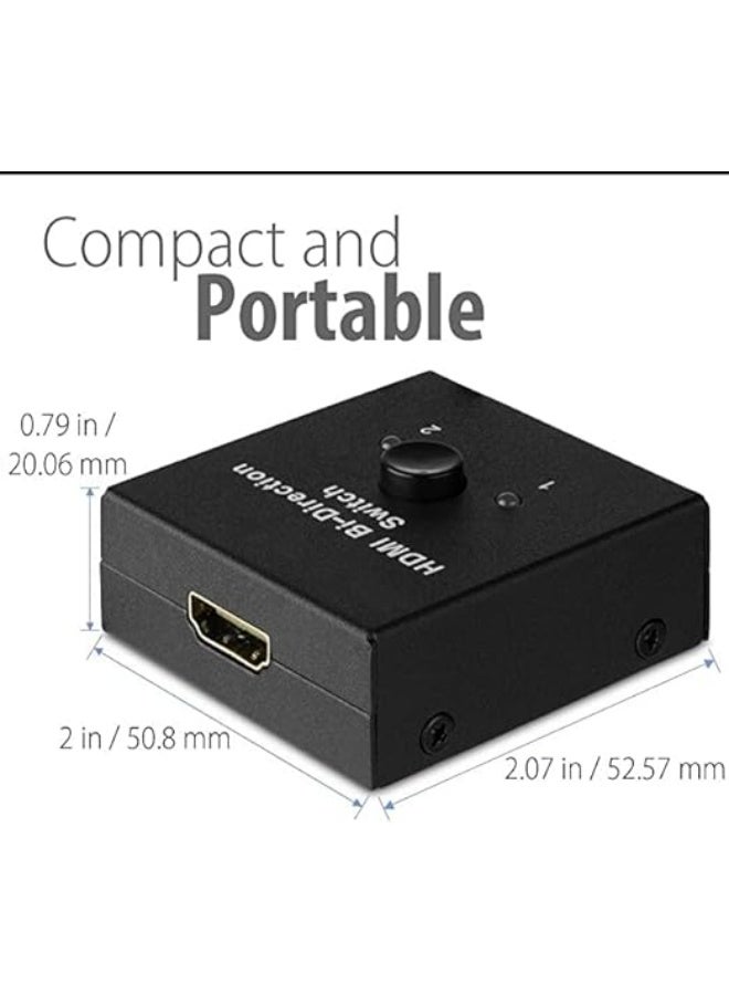 مفتاح HDMI ثنائي الاتجاه – 2 مدخل/مخرج مع زر يدوي – يدعم 4K، 2K، وFull HD 1080p - Image 1
