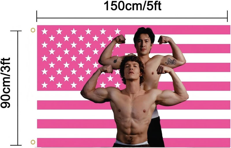 MAGJIUKE Heated Rivalry American Flag Tapestry, Pink USA Design, 3x5 Feet, Polyester with Brass Grommets, Barton Wall Decor for Bedroom - Image 2