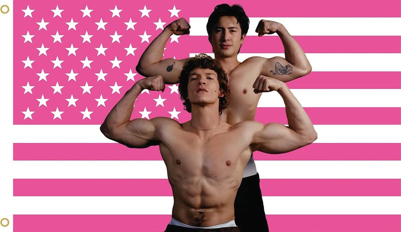 MAGJIUKE Heated Rivalry American Flag Tapestry, Pink USA Design, 3x5 Feet, Polyester with Brass Grommets, Barton Wall Decor for Bedroom - Image 1