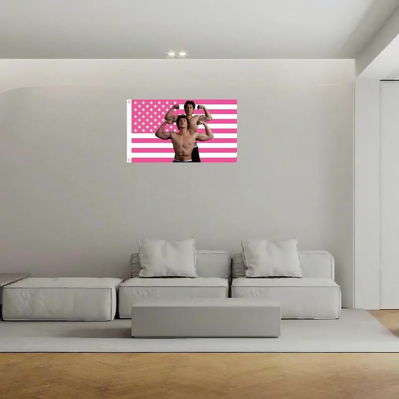 MAGJIUKE Heated Rivalry American Flag Tapestry, Pink USA Design, 3x5 Feet, Polyester with Brass Grommets, Barton Wall Decor for Bedroom - Image 3
